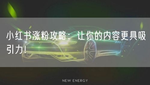 小红书涨粉攻略：让你的内容更具吸引力！